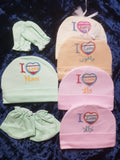 Newborn Baby Caps Mitten And Booties Set